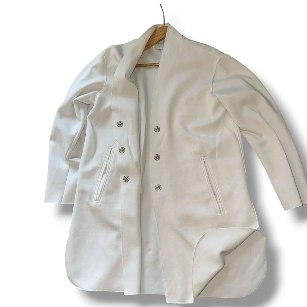 Carolina Belle Montreal Duster Cardigan Jacket Small Open Front Light Coat White